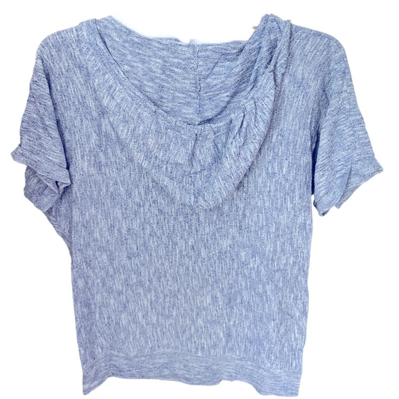 New York and Co. Marled Short Sleeve V-Neck Hoodie - Picture 2 of 6